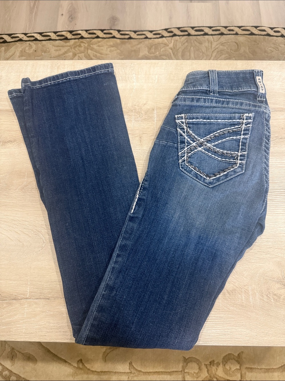 Ariat Dark Blue Bootcut Jeans with Embroidered Back Pockets
